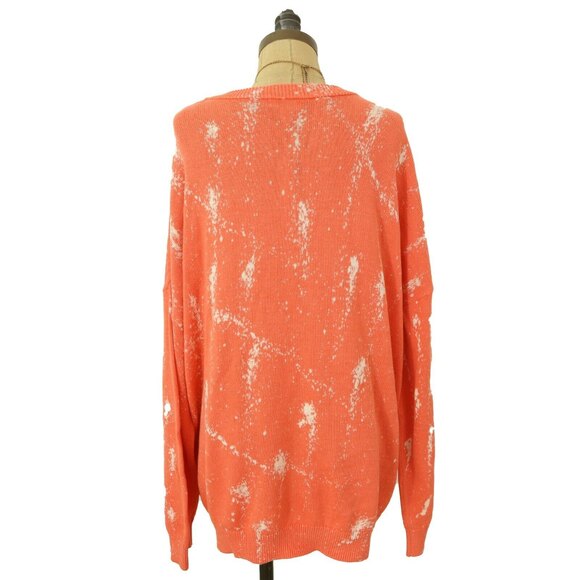 BP Pullover Sweater Top Plus 2X Long Sleeve Splatter Print Coral Camellia NWT B6 - Picture 4 of 5